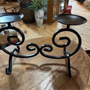 Elegant Black Swirl Candle Holder with heavy metal gothic style